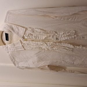 White cotton tuxedo style blouse